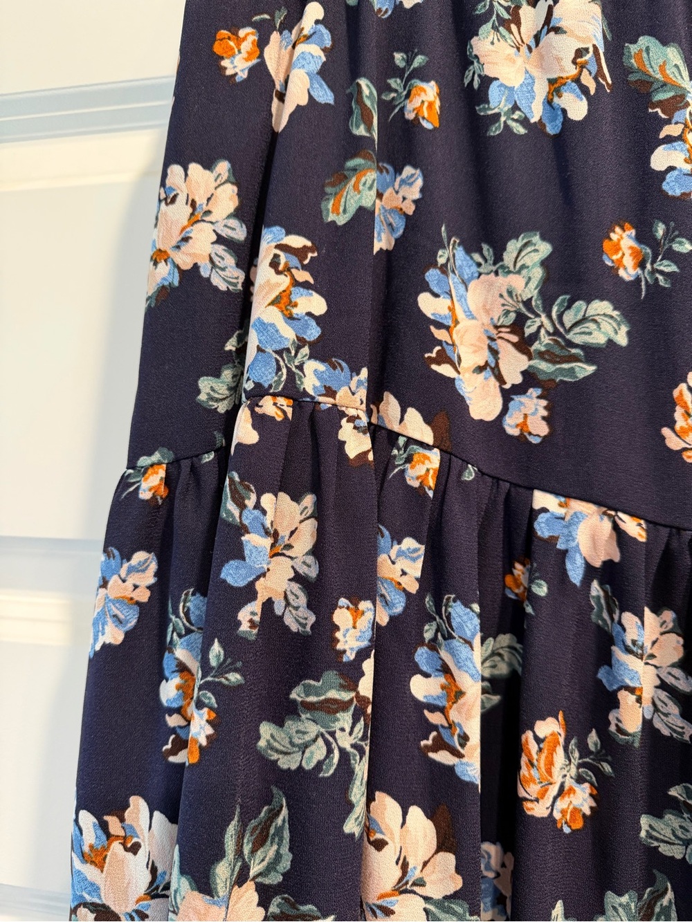 Lauren Conrad Navy Floral Tiered Midi Skirt